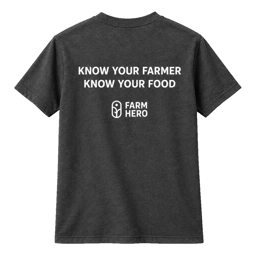 Farm Hero “Know Your Farmer” Tee – Charcoal