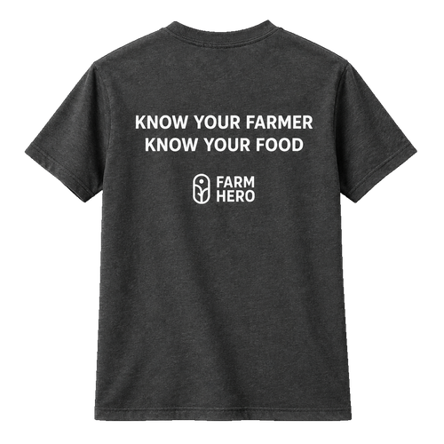 Farm Hero “Know Your Farmer” Tee – Charcoal