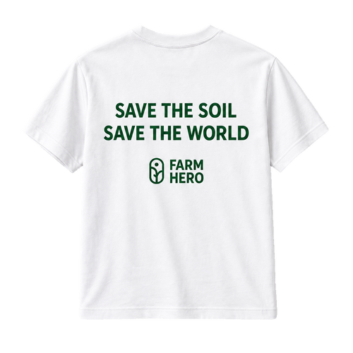 White tee, back only with Save the Soil print