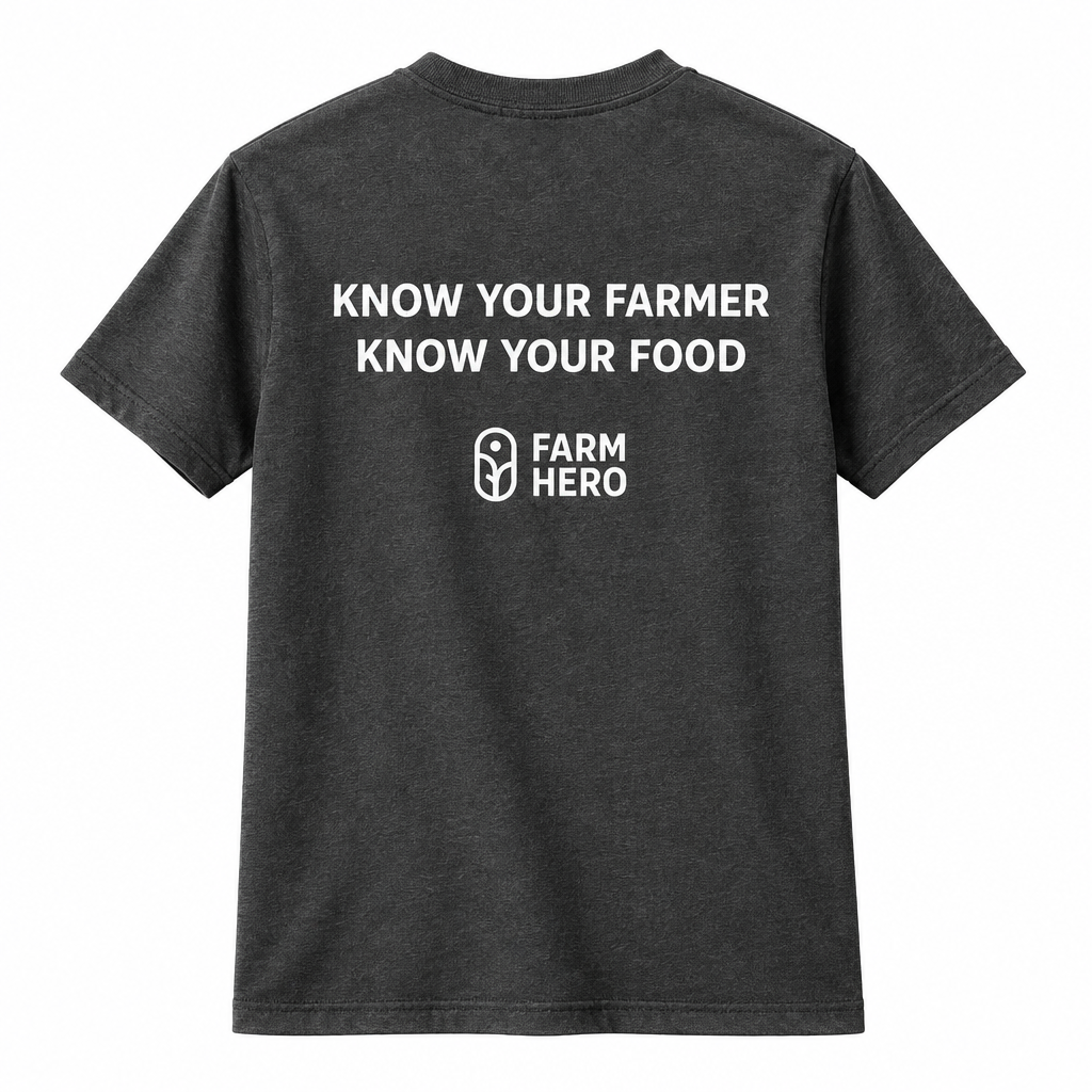 Farm Hero “Know Your Farmer” Tee – Charcoal