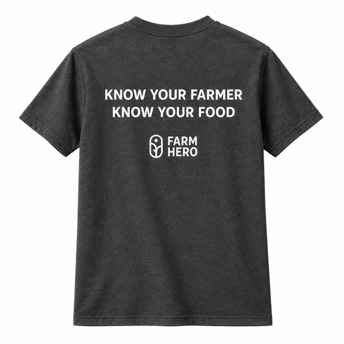 Farm Hero “Know Your Farmer” Tee – Charcoal