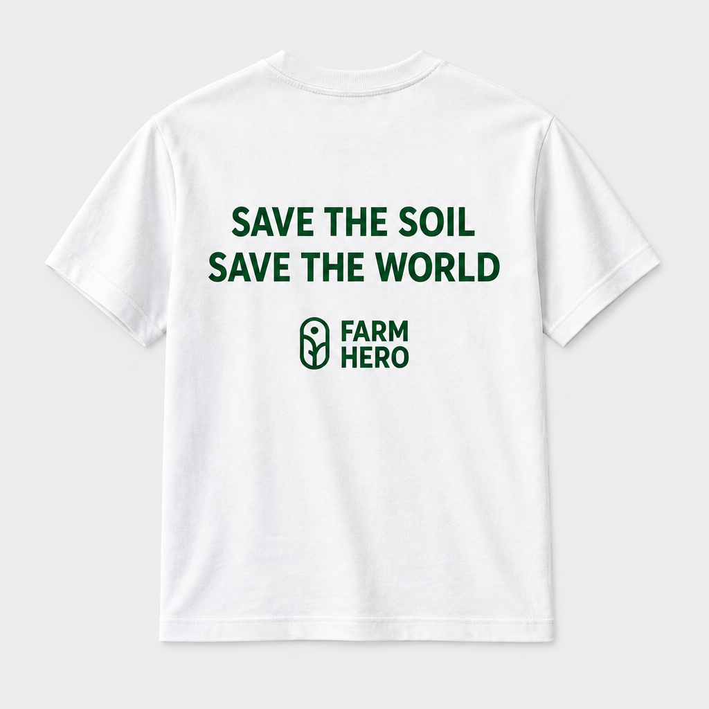 White tee, back only with Save the Soil print