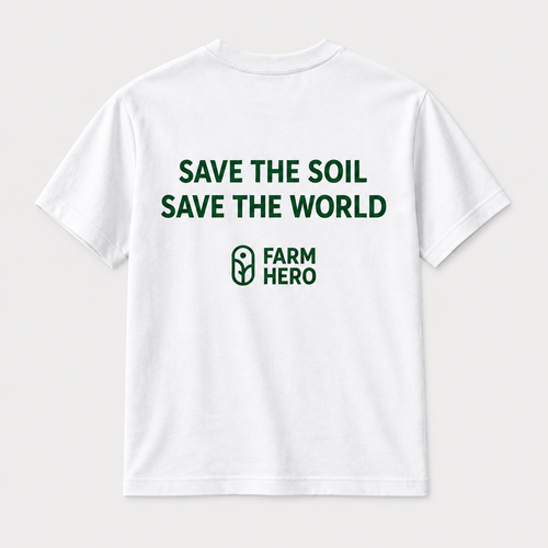 White tee, back only with Save the Soil print